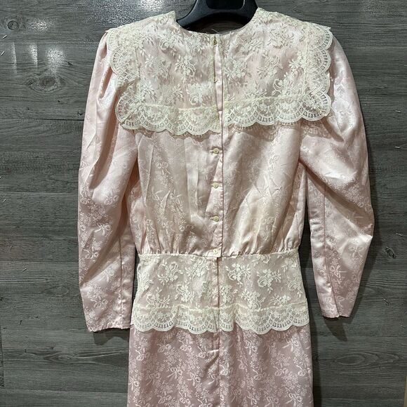 Vintage Gunne Sax By Jessica San Francisco Pink Lace Floral Size 9 - Picture 7 of 14
